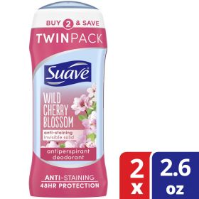Suave Wild Cherry Blossom Antiperspirant Deodorant, 2.6 oz, Twin Pack