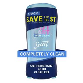 Secret Outlast Clear Gel Antiperspirant Deodorant for Women, Completely Clean, 2.6 oz, Pack of 2