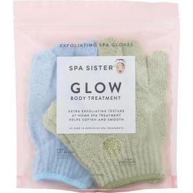 SPA ACCESSORIES by Spa Accessories SPA SISTER TWIN EXFOLIATING GLOVES TREATMENT (SAGE & BLUE)