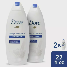 Dove Deep Moisture Skin Natural Nourishers for Instantly Soft Skin Body Wash 22 oz;  2 Count